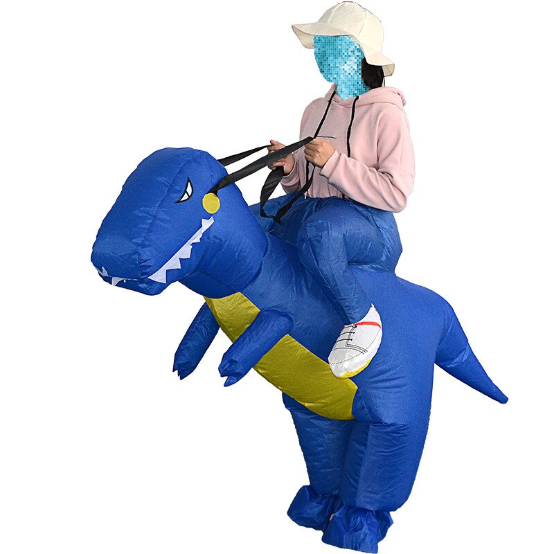 Inflatable 3D Dinosaur Costume party Cosplay costumes Fancy Mascot Anime halloween can ride Costume For adult kids Dino Cartoon: blue L