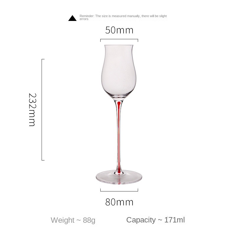 Handmade Crystal Flared Wine Glass Red Rod Sweet Whiskey Tasting Glass for Enhanced Aroma And Flavor Experience: Default Title