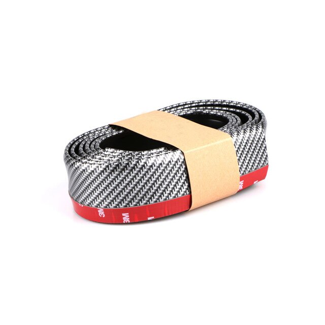 2.5m Car Bumper Lip Strip Protectors Splitter Body Kits Spoiler Bumpers Car Door Bumper Carbon Fiber Rubber Lip 65mm Width Strip: carbon fiber  black
