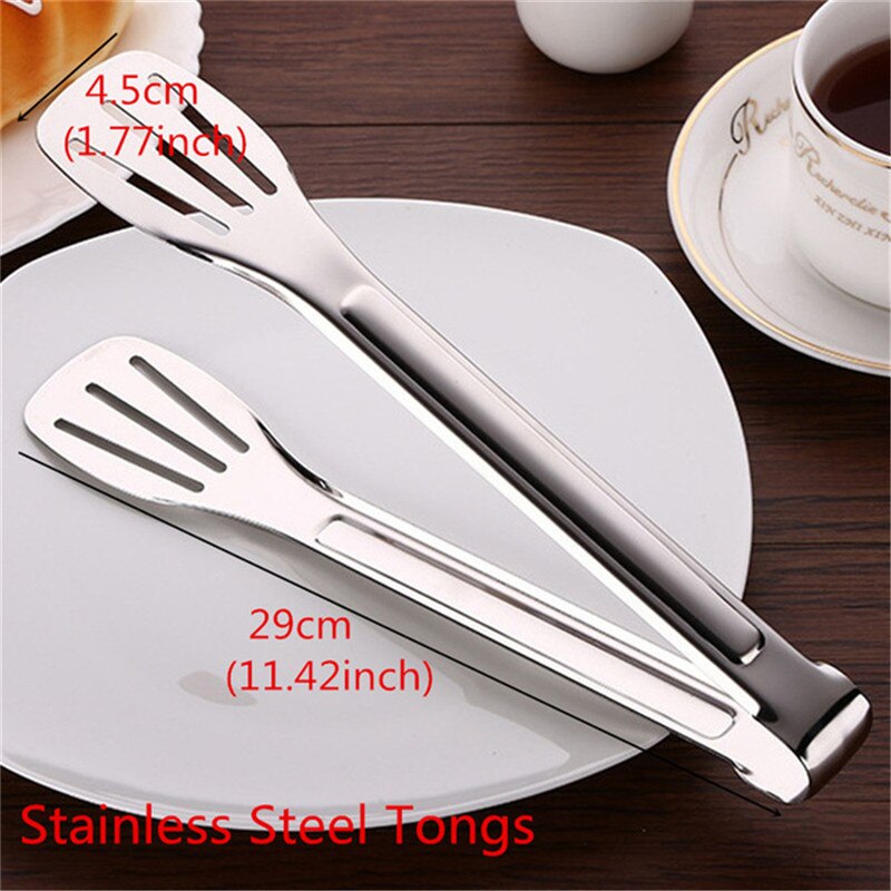 4YANG Stainless Steel Wooden Plastic Kitchen Food Utensils Buffet Cooking Tool Anti Heat Bread Clip Pastry Clamp Barbecue Tong: JJCJ000100002