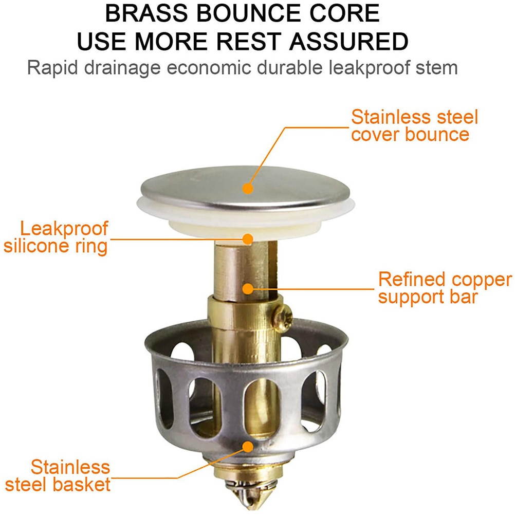 Universal Wash Basin Bounce Drain Filter Kitchen Bathroom Strainer Sink Drain Stopper