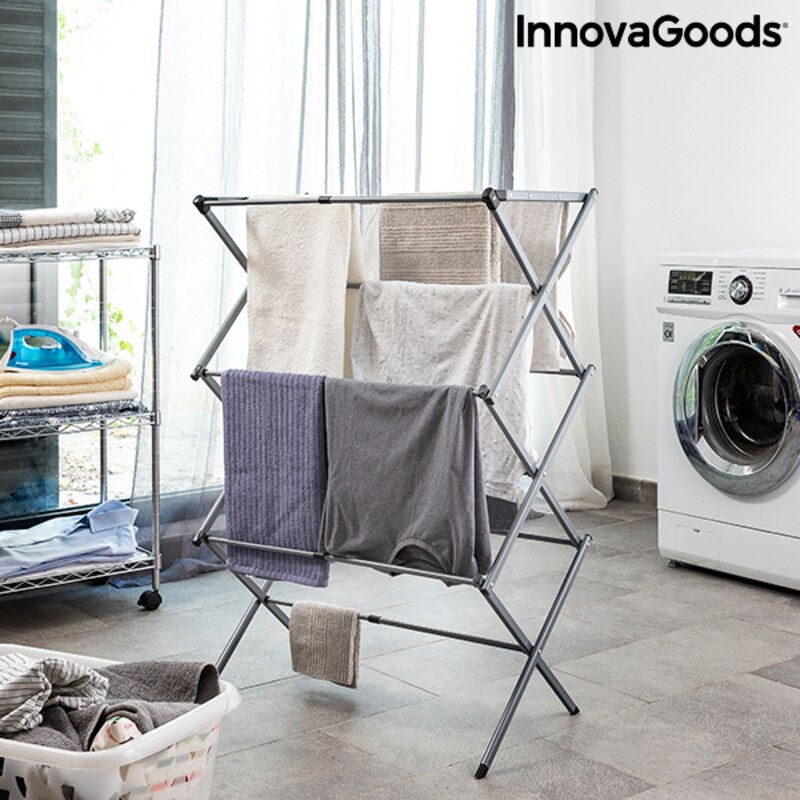 Sèche-linge métallique pliable et extensible, avec 3 niveaux, Cloxy InnovaGoods (11 Bars)