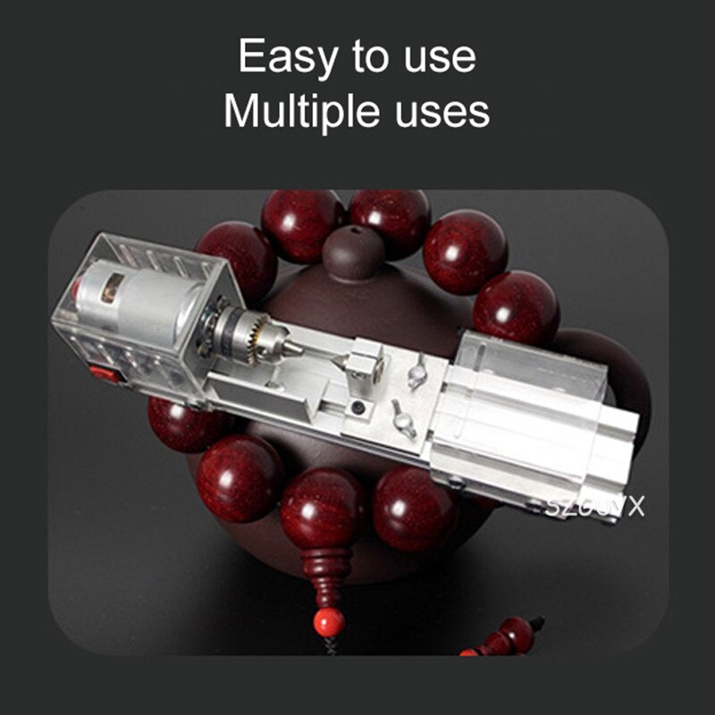 Mini DIY woodworking lathe grinding and polishing drilling tools 24DC 80W micro small lathe 0.6-6MM