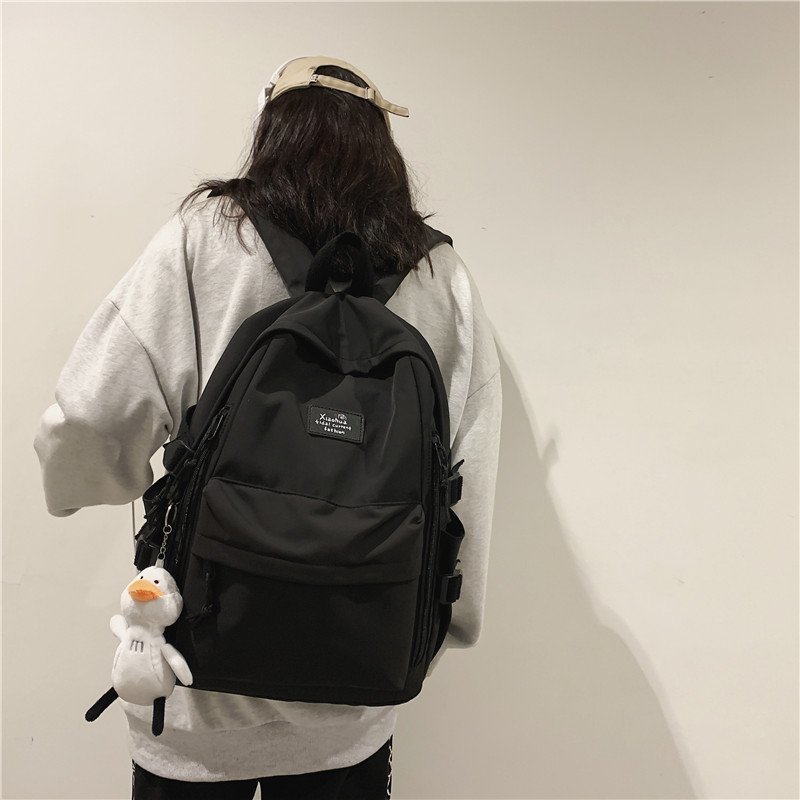 Backpack ins nylon bags for women School backpack Korean Casual Shoulder Bags backpack for girl Women's bag: Black