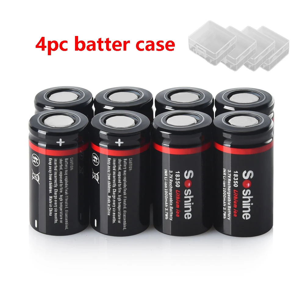 Soshine Li-Ion 18350 Akku 3,7 V 1000 mAh wiederaufladbarer Lithium-Akku 1000 mAh Akkus für Kamera-LED-Taschenlampen Türklingeln: Rot