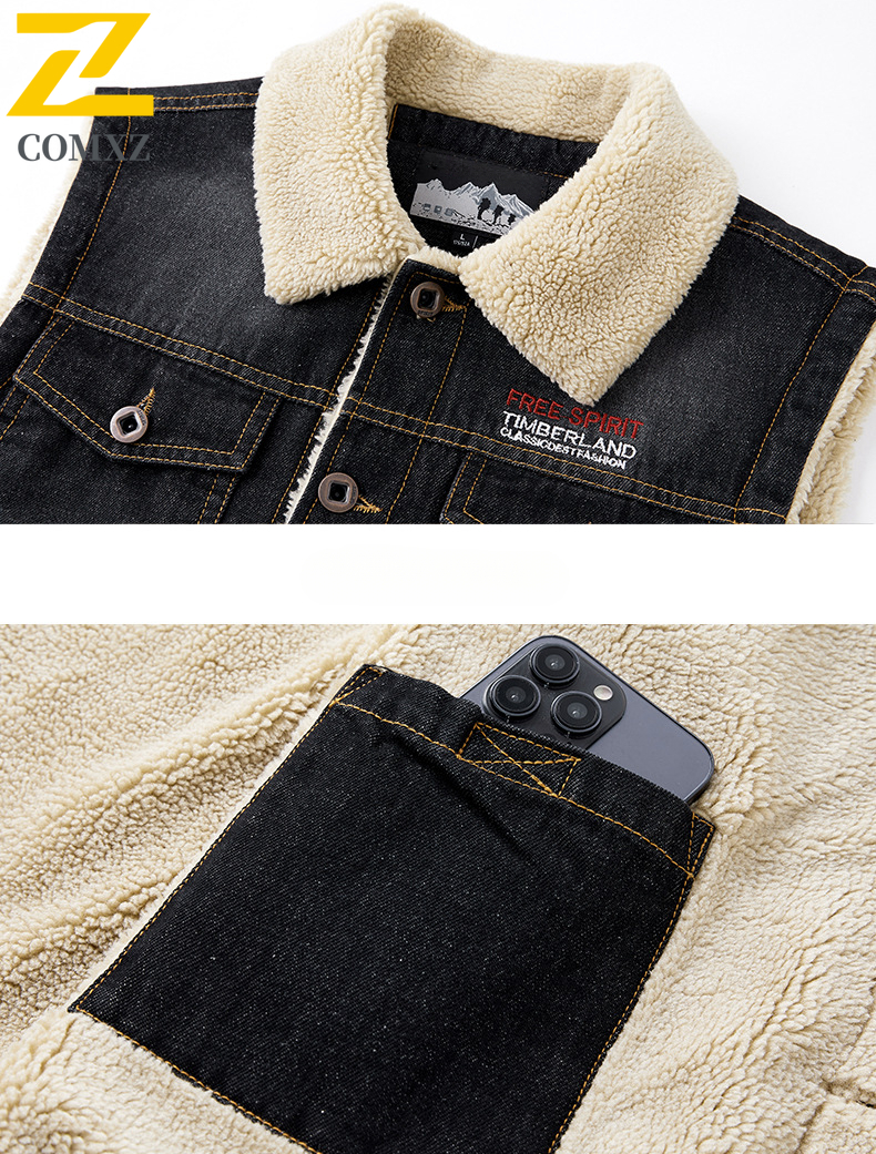 Gilet in denim da Uomo - Autunno/Inverno - Collo a Revers - Giacca Senza Maniche - Capospalla casuale