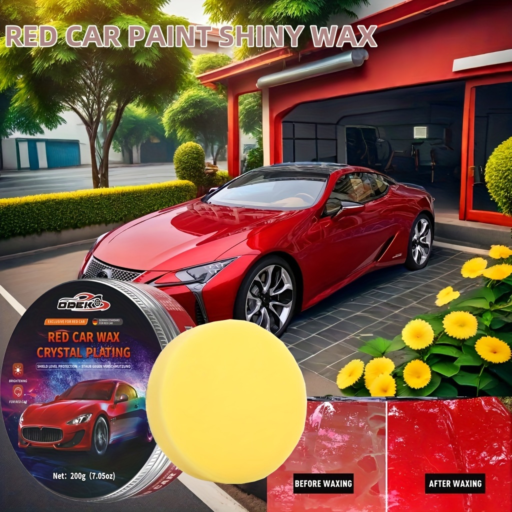 200g red Car Wax for Car Paint Care, Waterproof Wax, Renovation Polishing Protection, Hydrophobic Coating, With Waxing Sponge!