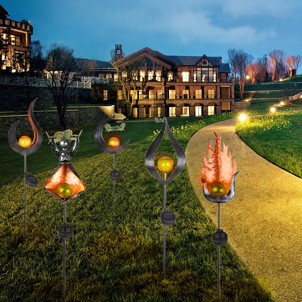 Waterdichte LED solar Lamp Tuin Solar LED Simuleren Vlam Licht Gazon Lantaarn Lamp Outdoor Zonne-verlichting voor Loopbrug Gazon Path