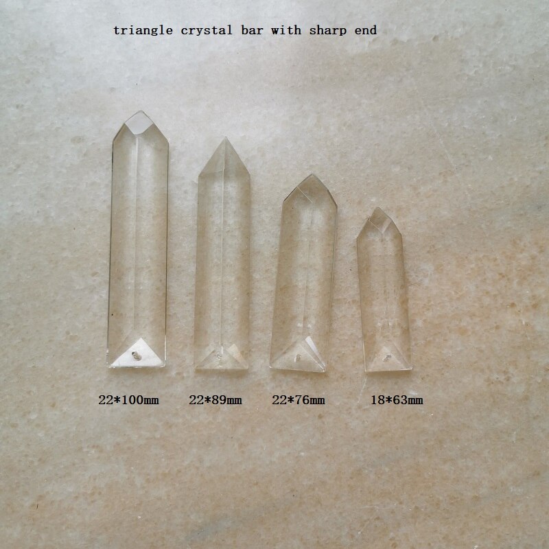 10 Stks/partij Clear Driehoek Crystal Bar Met Sharp Pijl Prisma Kroonluchter Kristal Enkel Gat Home Gordijn Accessoires