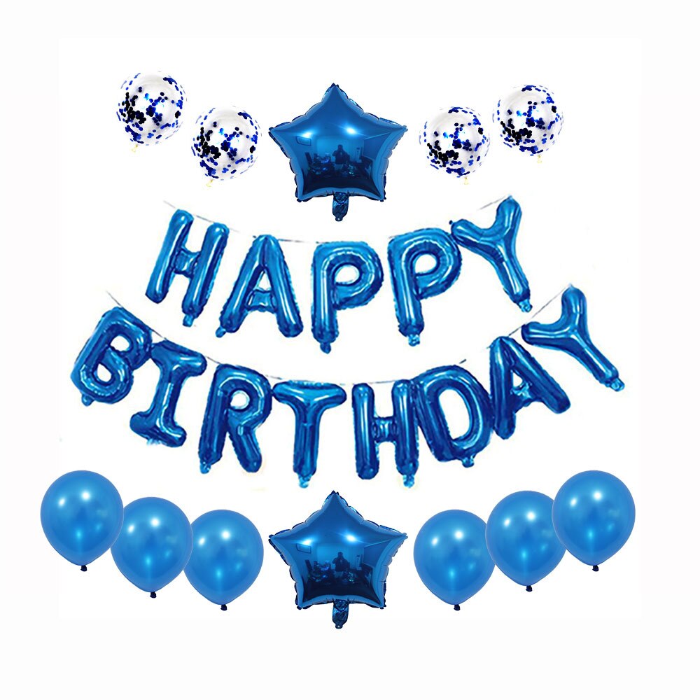 25 stk / sæt tillykke med fødselsdagen balloner dekorationer folie mylar brev banner latex konfetti kæmpe stjerne balloner til fødselsdagsfest