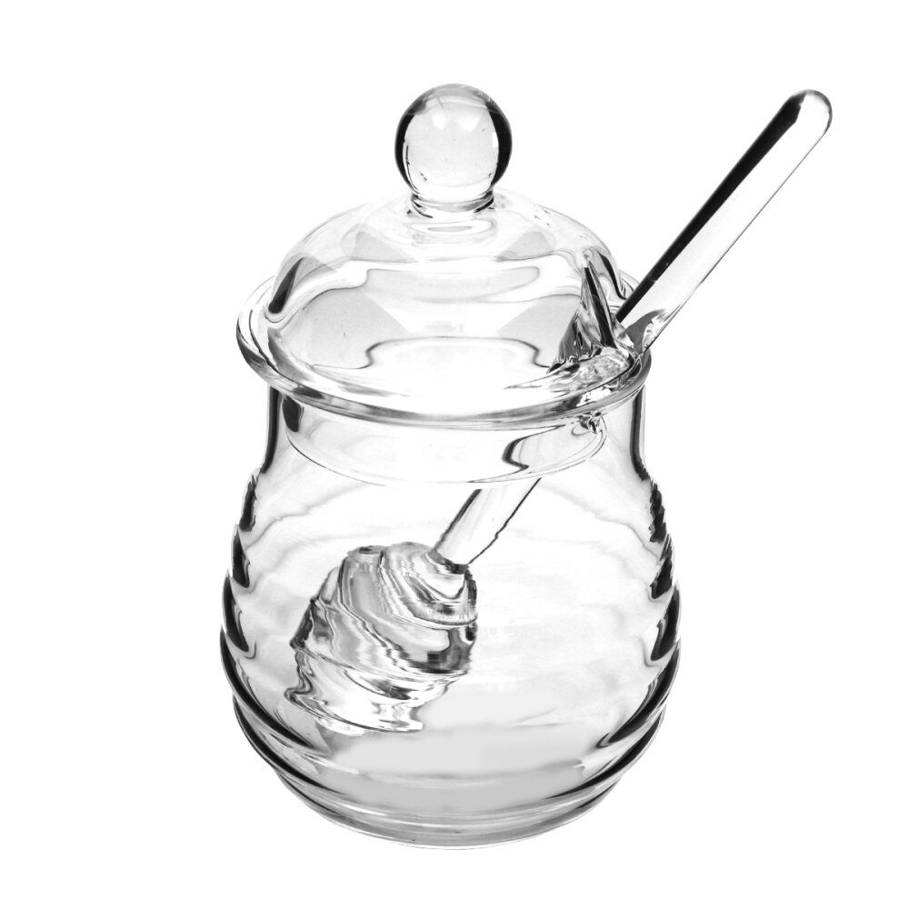 250Ml Glas Honing Pot Clear Jampot Set Met Dipper En Deksel Voor Home Kitchen Gebruik