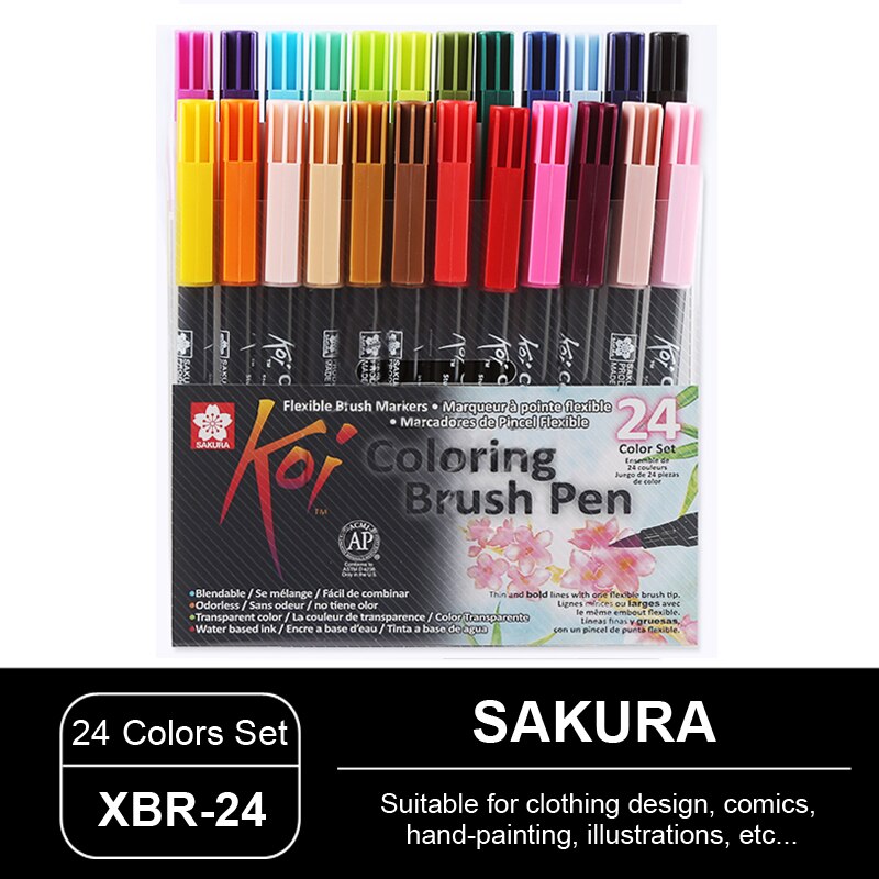 Juego de plumas de acuarela para colorear, pluma de cabeza suave de SAKURA de Japón, XBR, ilustración de cómic pintada a mano, secado rápido sin olor