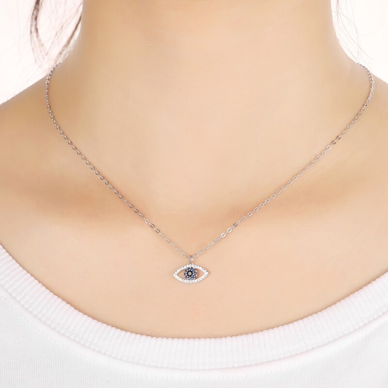 SIPENGJEL Trendy Cubic Zirconia Evil Eye Pendant Necklace For Women Korean Minimalist Necklace Girls Party Jewelry