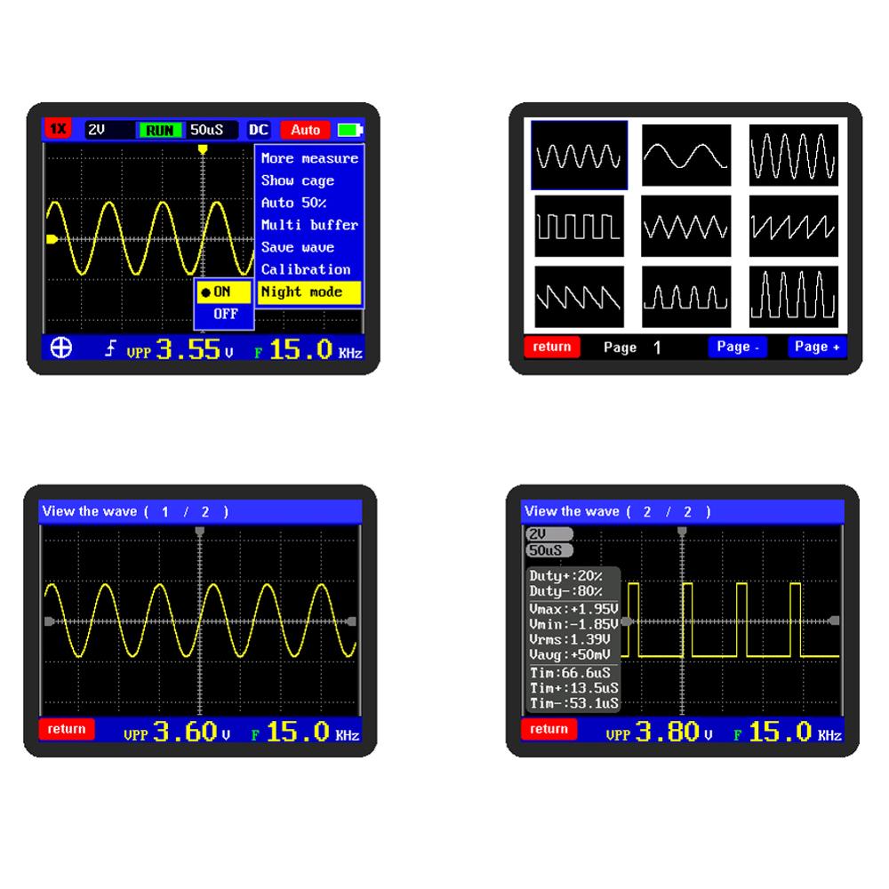 Handheld Mini Portable Digital Oscilloscope DSO FNIRSI 30M Bandwidth 200MSps Sampling Rate IPS LCD Display