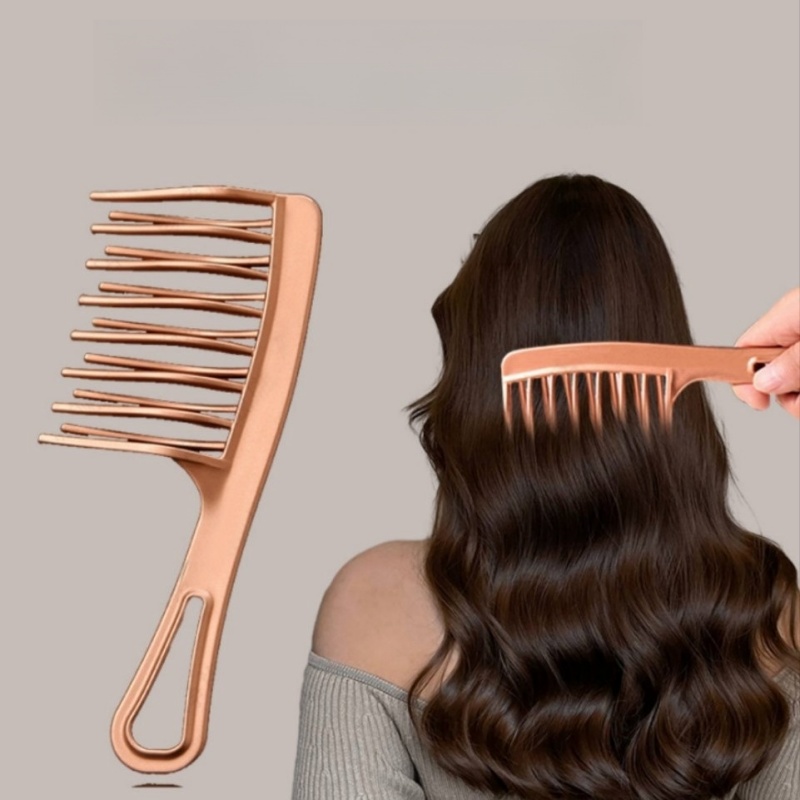 Peigne à dents grandes à Double rangée pour femmes, spécial permanente, bouclé, en plastique, grand peigne de coiffure long et moelleux