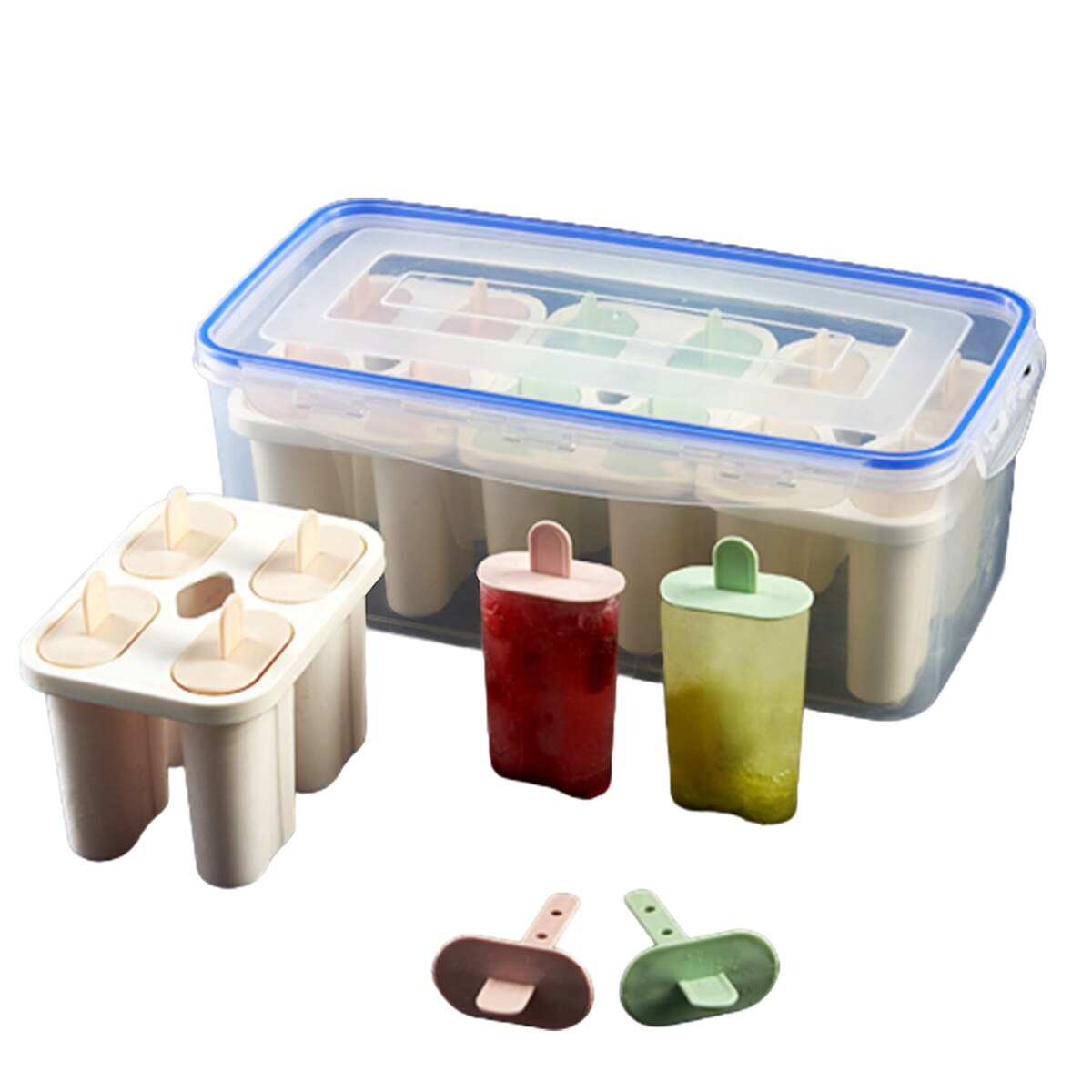 Newest Popsicle Molds Set 12/4 Pieces Ice Pop Maker Home Reusable Popsicle Box with Lid and Stick