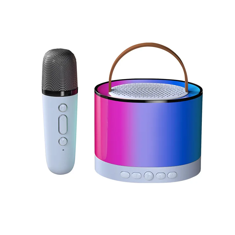Drahtlose Bluetooth K52 Lautsprecher Multifunktions-Karaoke-Maschine mit 1-2 Mikrofon RGB tragbare Musik-Player für Kinder zu Hause: orange