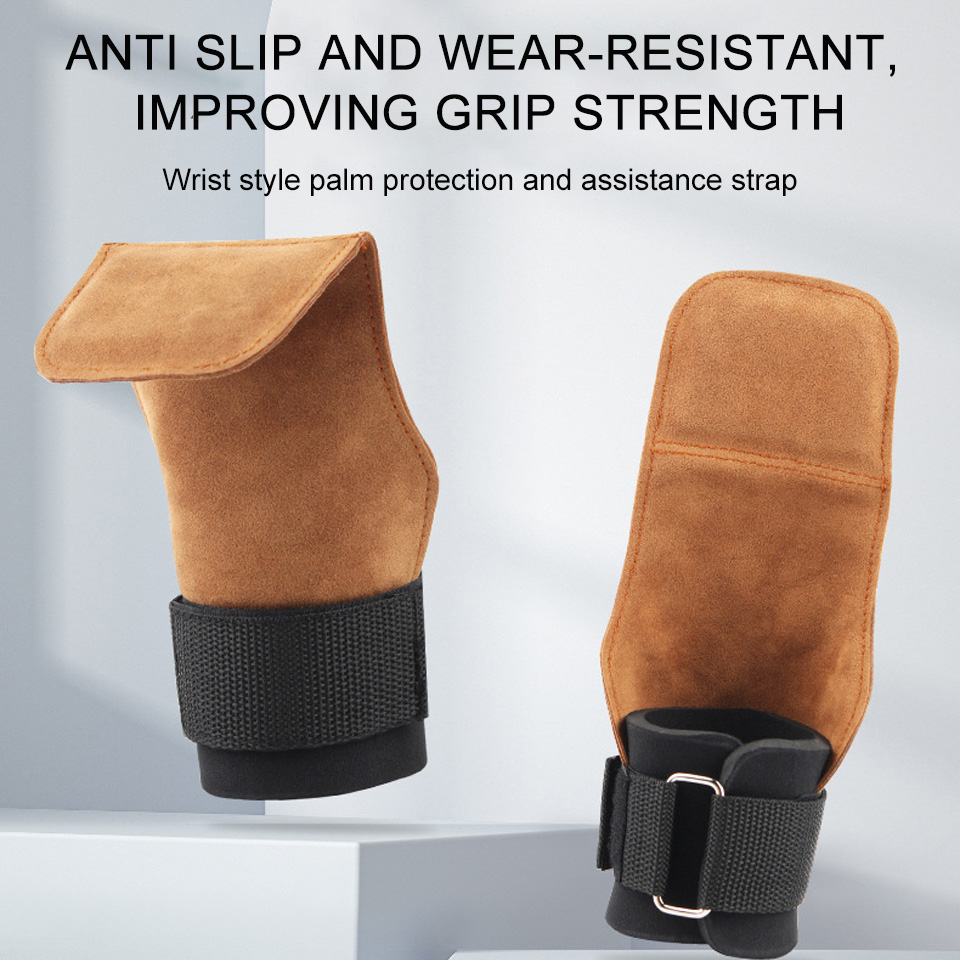 1Pcs Koeienhuid Gym Handschoenen Anti-Slip Gewicht Power Riem Lifting Pads Deadlift Riem Workout Crossfit Fitness Handschoenen Palm bescherming