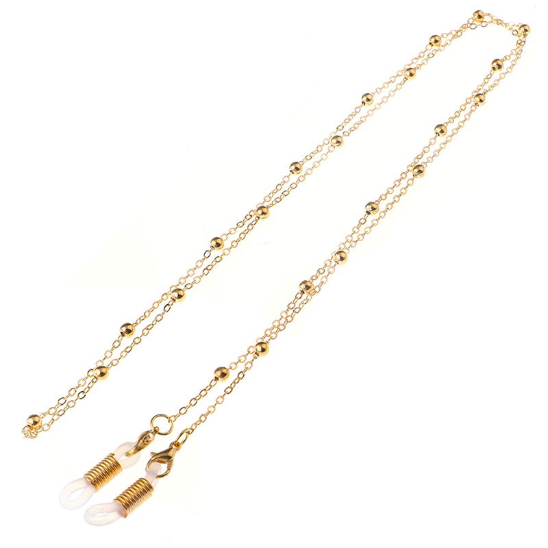 SO&amp;EI Ins Popular Vintage Lower Half Frame No Lens Women Glasses Frame Water Pendant Chain Decorative Glasses Empty Frame: Golden Chain