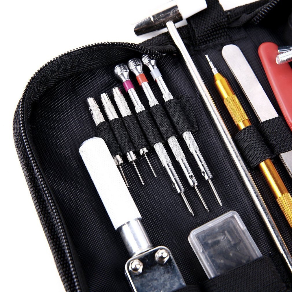 Tragbare 147Stck Uhr Reparatur Werkzeug Bausatz mit Tragetasche Professionelle Uhr Öffner Stift Verknüpfung Entferner Bar Instrumente einstellen