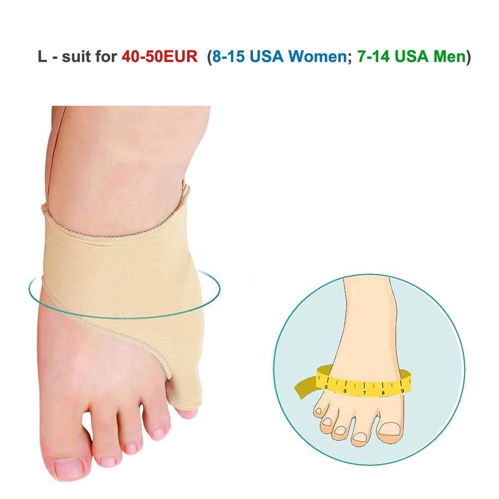 1 Paar Tailor Bunion Corrector Pads Spalk Voor Bunion Pinky Teen Relief Toe Straightener, kleine Teen Separator Met Anti-Slip: L