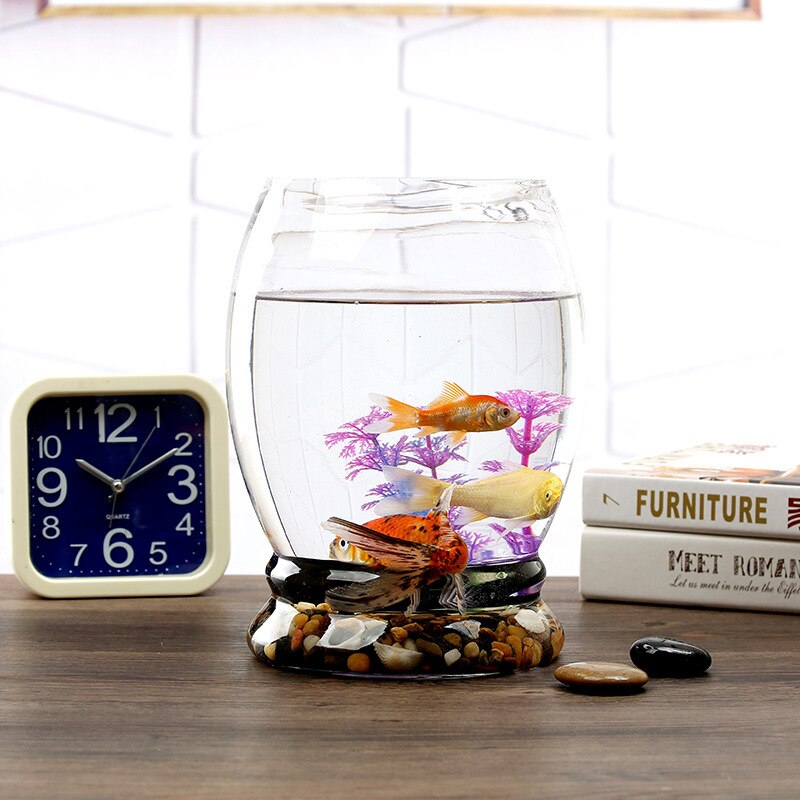 Goldfish Bowl Round Living Room Office Desktop Small Ecological Aquarium Household Glass Fish Tank