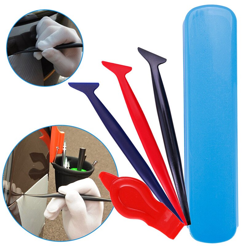 Kit de herramientas de aplicación de vinilo para coche, juego de herramientas de tinte de ranura de curvas 4 en 1 Micro Mini escurridor para instalar envolturas de vehículos, autoadhesivo