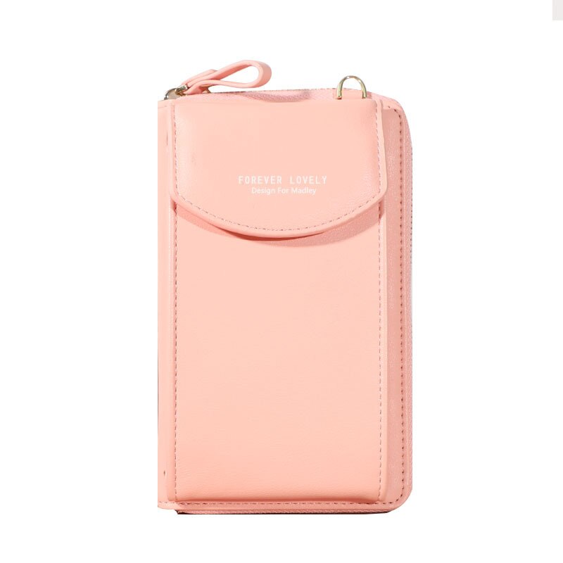 Cartera de cuero sólido para mujer, bolso de hombro con correas, Soporte para tarjeta grande para teléfono móvil, bolso de mano, con bolsillos, novedad de: 9