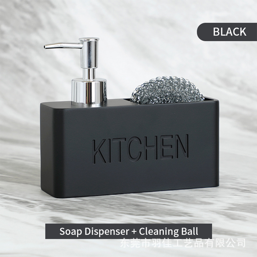 Distributeur de savon pour plat de cuisine, boîte de rangement, ensemble de bouteilles rechargeables pour liquide de comptoir avec porte-éponge de nettoyage