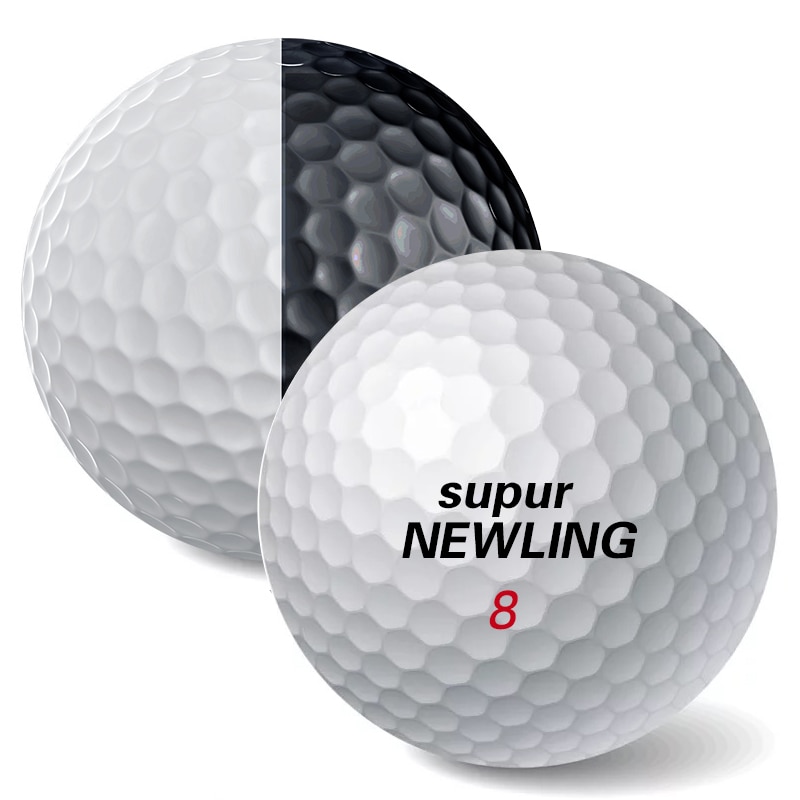 Pelotas de Golf 6 unids/caja, 3 piezas, pelotas de poliuretano Tacto suave, aptas para putters, práctica, línea recta, Color negro y blanco
