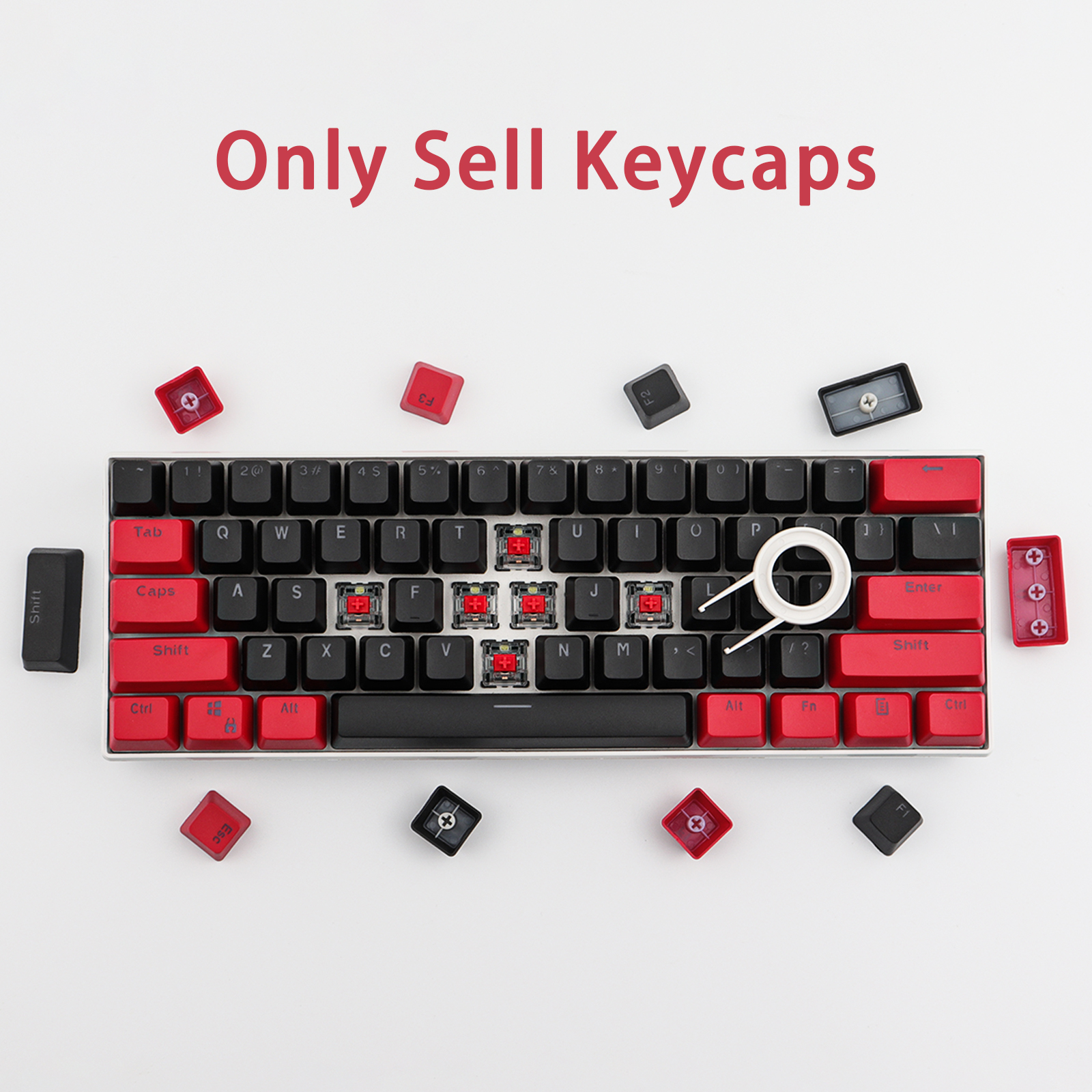 Pbt keycap 61 nøgle rød og sort dobbelt farve baggrundsbelysning keycaps universal kolonne til ikbc cherry mx annie mekanisk tastatur