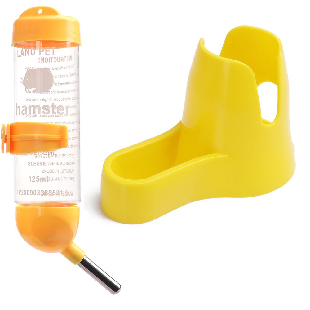 Contenedor de comida para mascotas, alimentador, accesorios para animales pequeños, dispensador automático, dispositivo de alimentación, botella de agua para hámster: yellow / 80ML