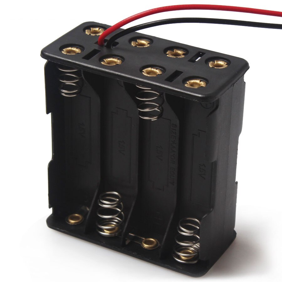 20 pz/lotto 8x1.5 v AAA Batteria di Clip a Molla di Supporto di Plastica Nera Scatola di Scatola di Plastica Trasparente Per La Batteria Ricaricabile