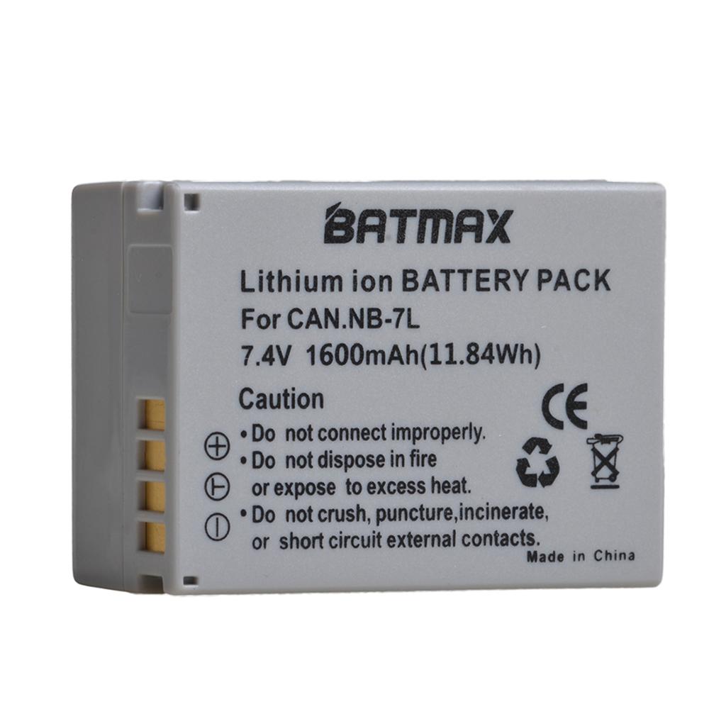 Batmax NB-7L NB7L 1600mAh Battery akku +Digital Wall Charger for Canon PowerShot G10 G11 G12 SX30IS: 1 battery