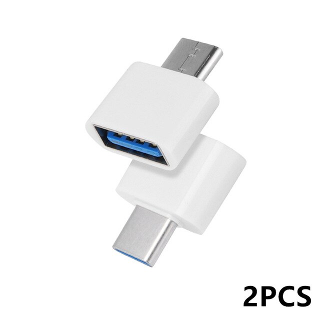 Usb 3.0 Type-C Otg Kabel Adapter Type C Usb-C Otg Converter Voor Telefoon Samsung Muis Toetsenbord usb Schijf Flash: 2PCS White