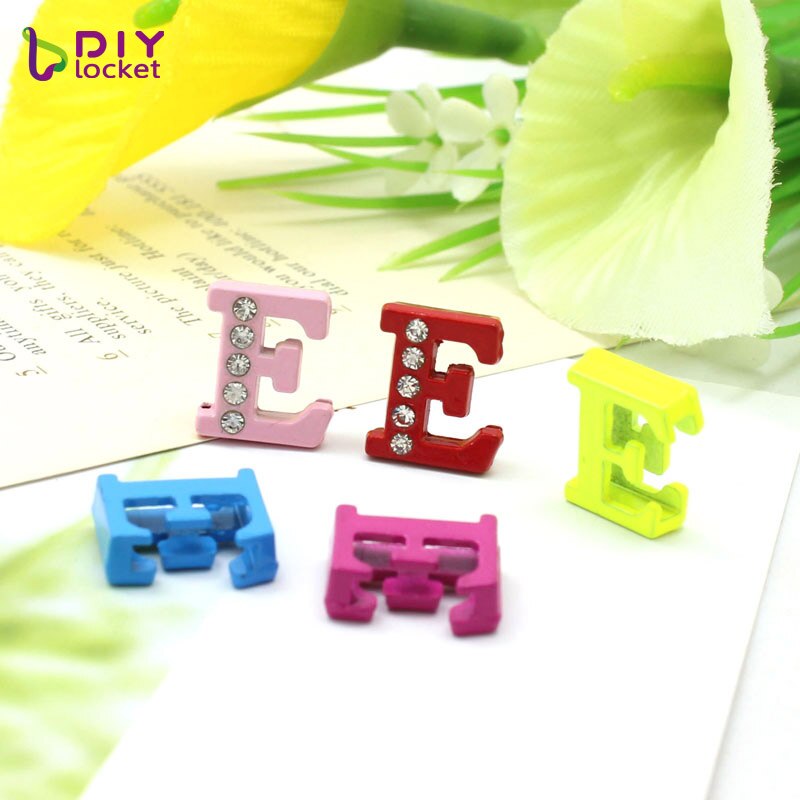 130PCS 8MM Half Rhinestone Color Slide Letters English Alphabet DIY A-Z Fit Wristband /Pet Collar LSSL026*130