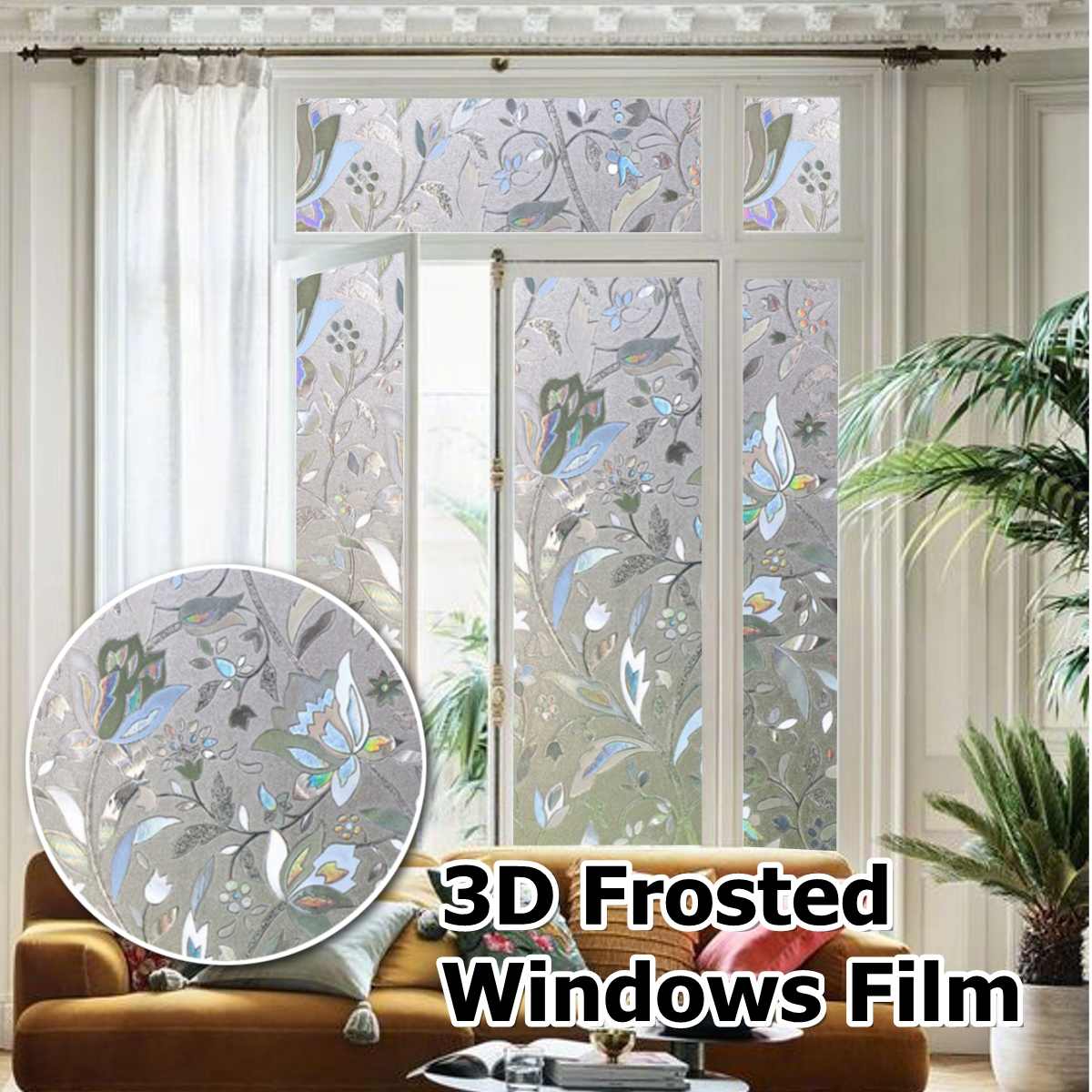 18x39inch Self-adhesive Rainbow Glass Films Sticker Static Decorative Privacy Anti UV No Glue for door and window