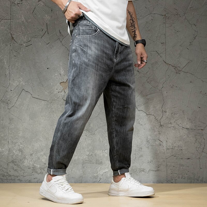 46 44 42 Men's Jeans Plus Size Loose Oversize Black Hip Hop Harem Pants Spring Summer Denim Trousers Brand Clothes