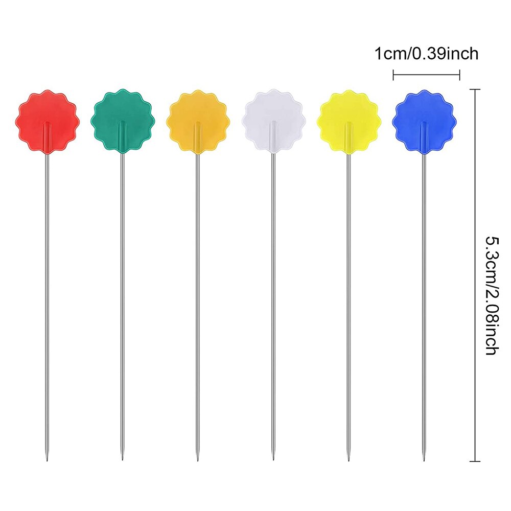 100Pcs Flat Head Straight Pins Colorful Flower Head Sewing Pins Quilting Pins for Sewing DIY Craft Dressmaker Stitching Supplies