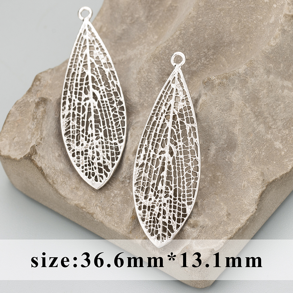GUFEATHER MD66, sieraden accessoires, 18k goud rhodium plated, koper, bladvorm, sieraden maken, bedels, diy hangers, 6 stks/partij