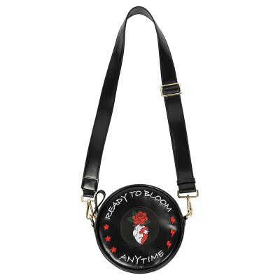 Kiitos Life auténtico motivo bordado redondo de cuero cruzado bolsa de cintura para mujer TANTO