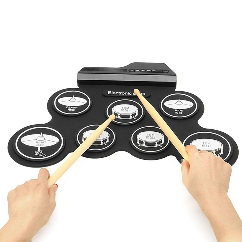 Elektronische Drum Set Kit 7 Silicon Drum Pads Roll Up Drum Muziekinstrument