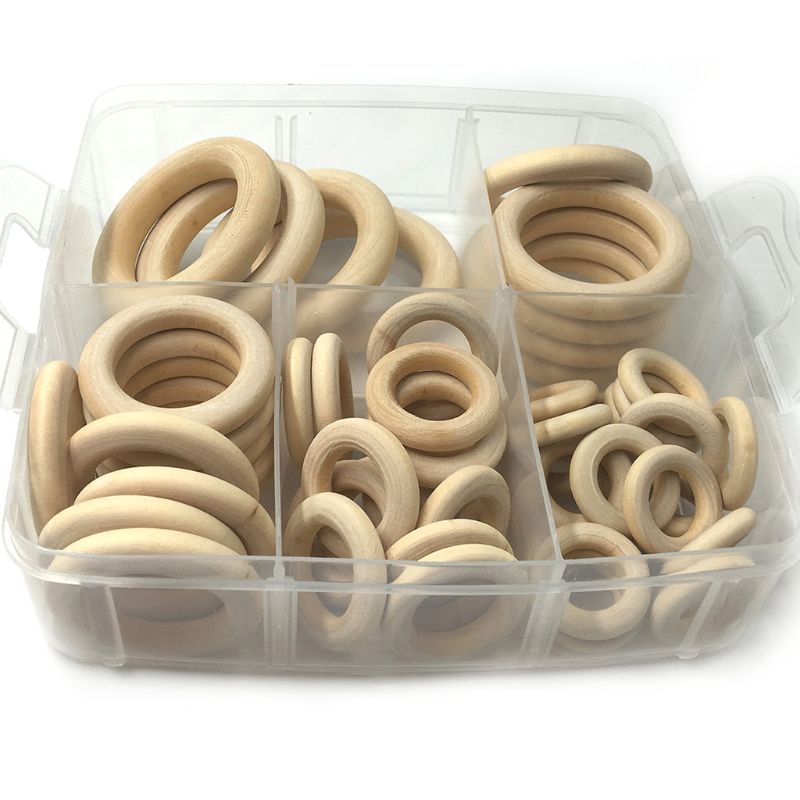 Houten ringen, natuurlijke houten ringen voor knutselen, doe-het-zelf babybijtringen, onafgewerkte houten cirkels, hangerconnectoren, sieraden maken