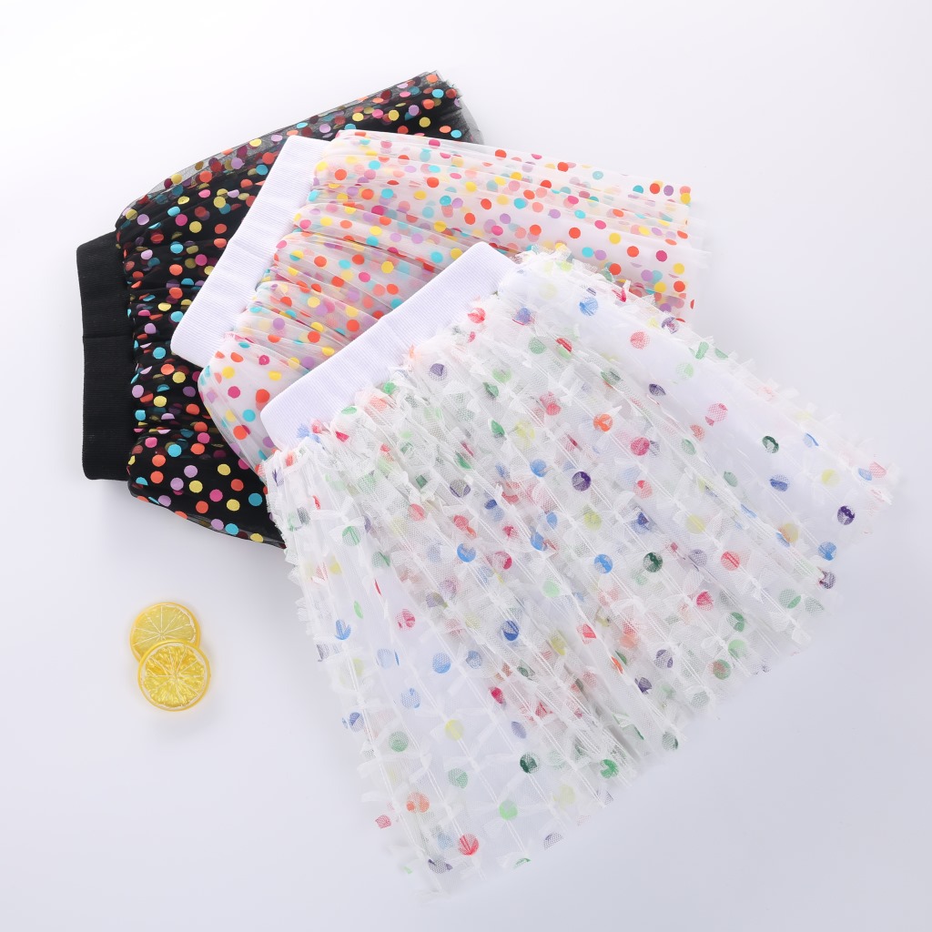 2022 New Baby Girl Clothes Toddler Summer Skirts Infant Rainbow Dots Tutu Kids Cute Mesh Skirt Children Princess Casual Clothing