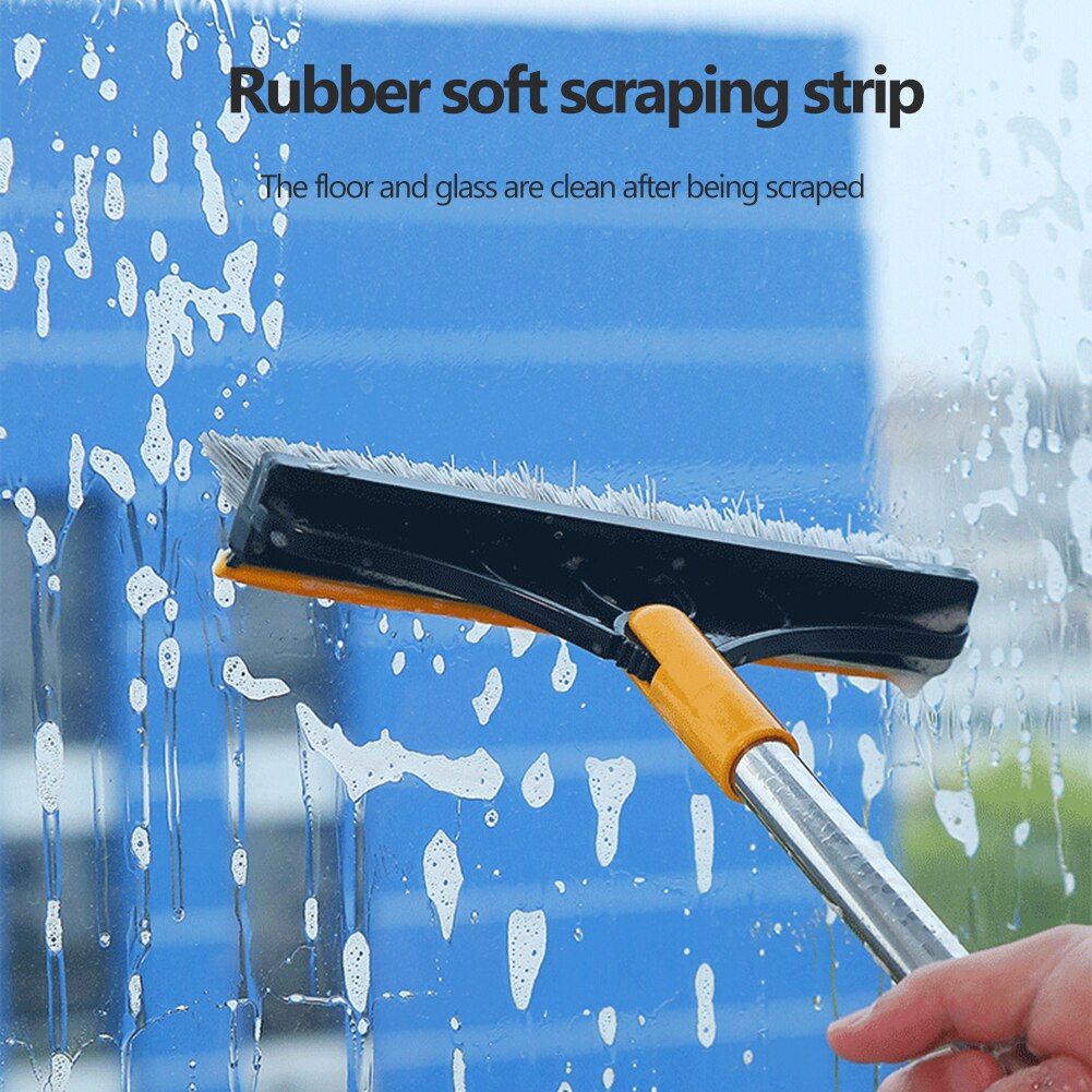 2 In 1 Floor Scrub Brush Long Handle Wiper Stiff Bristle Window Squeegee Magic Floor Mop Bathroom Tub Cleaning Brush Tools