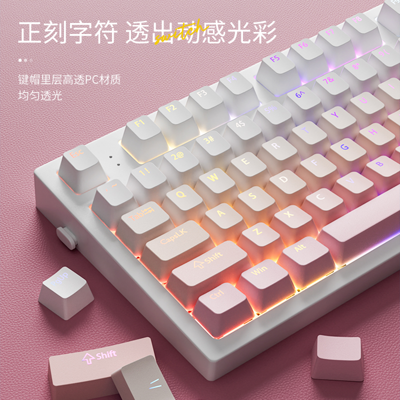 132 Tasten RGB-Tastenkappen mit Farbverlauf und Hintergrundbeleuchtung für mechanische Spielen-Tastatur Kirsche Mx schalten, OEM-Profil, PBT-Tastenkappe, ISO-Layout-Tastenkappen