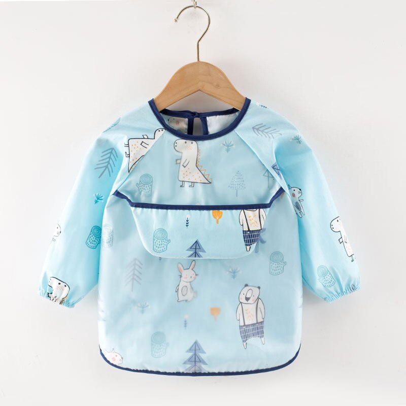 Baby Kids Toddler Long Sleeve Scarf Waterproof Art Smock Feeding Bib Apron Pocket Infant Boys Girls Burp Cloth Bandana Bibs: 11