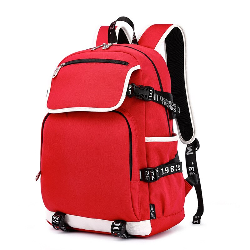 Novo masculino casual usb mochila estilo coreano estudantes universitários simples mochila oxford saco de viagem à prova dwaterproof água moda mochila menina: red