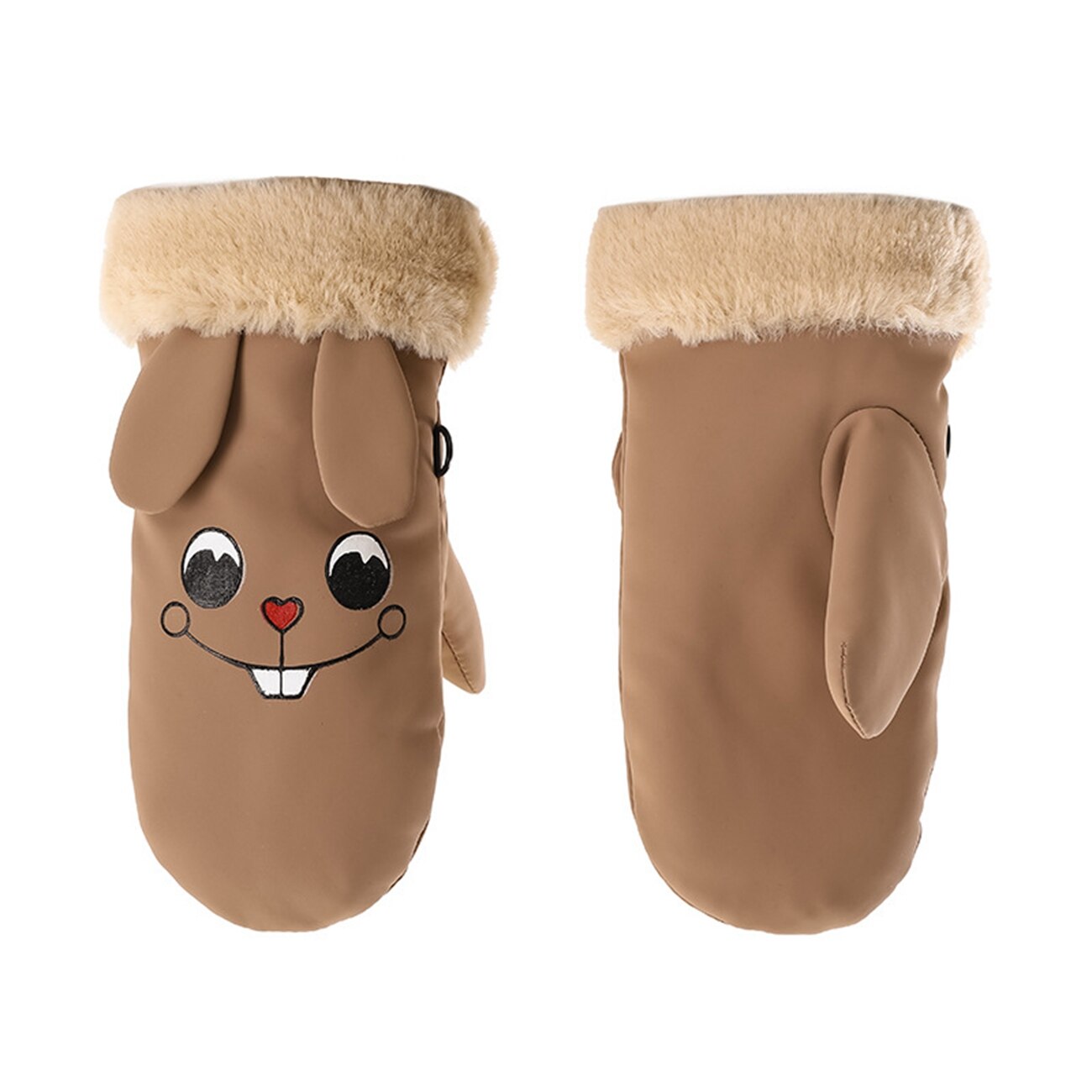 1 Paar Cartoon Kids Ski Wanten Handschoenen Waterdicht Warm Thicken Sneeuw Handschoenen Voor Winter Outdoor Activiteiten: Brown