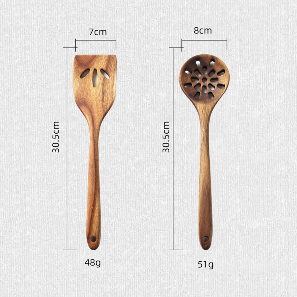 Cooking Tools Acacia Wood Kitchen Accessories Cooking Household Kitchen Non-stick Wooden Spatula Colander Wooden Set 1/5pcs